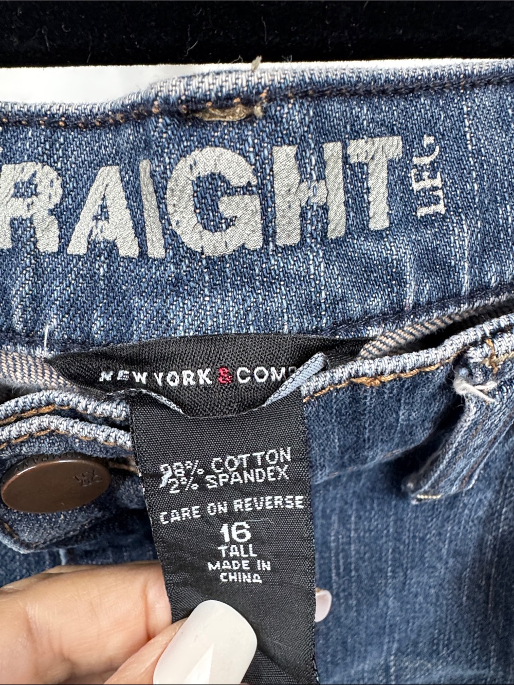 New York & Company Straight Leg Jeans Size 16 Tall Medium Wash Denim - Picture 3 of 12